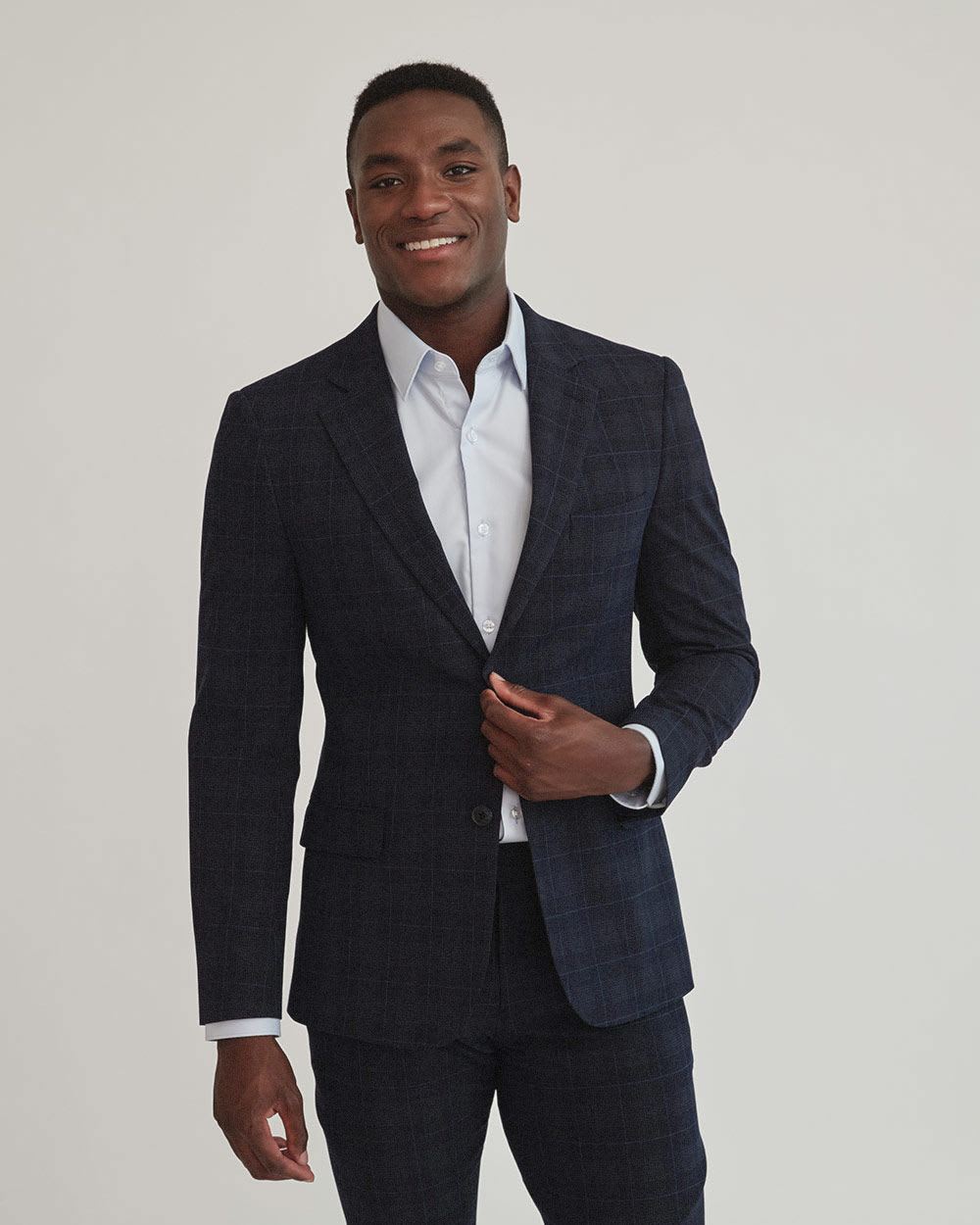 Slim Fit Dark Navy Checkered Suit Blazer | RW&CO.